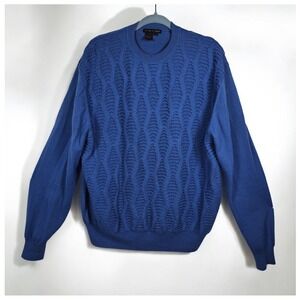Tulliano Sweater Men Extra Large Blue Wool Blend Textured Crew Neck Long Sleeve
